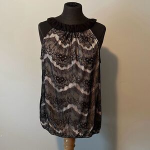 Wrapper Women's Lace Floral Lined Sleeveless Halter Top